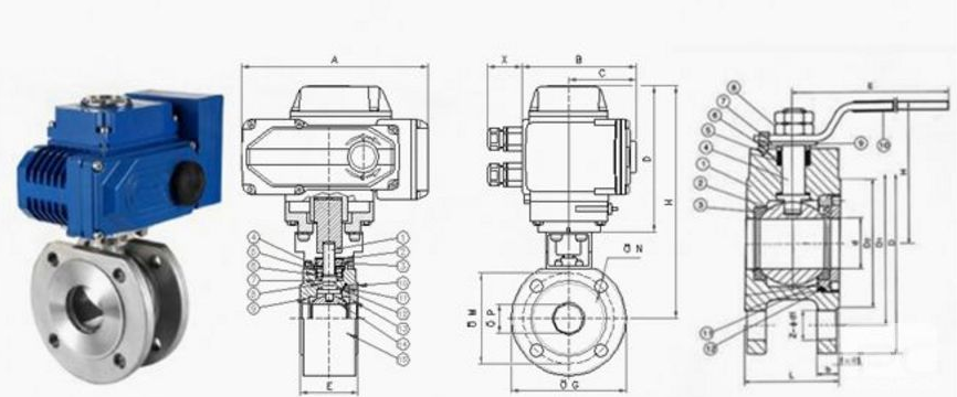 VQ970H-16P电动对夹不锈钢V型球阀实物图片